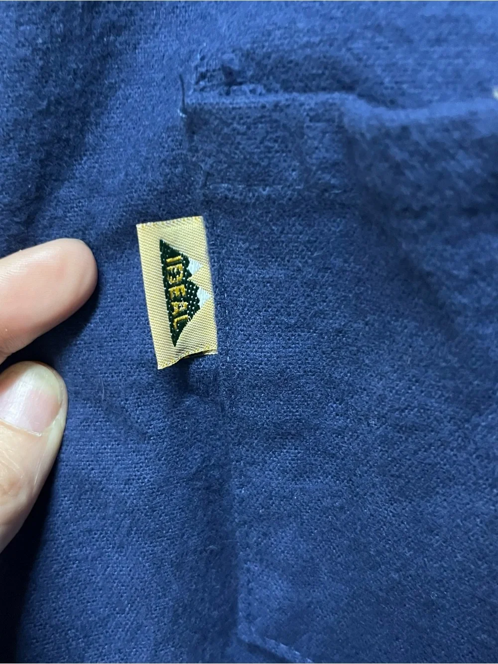 Vintage Ideal Mens Cotton Chamois Button Down Shirt Navy USA XLarge Workwear - Picture 5 of 9